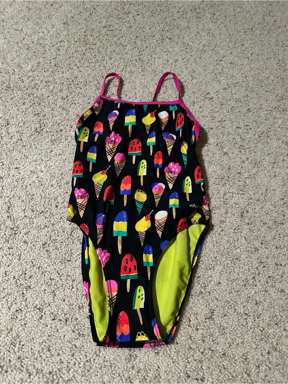 Women’s Sporti Ice Cream Print One-Piece Swimsuit with Pink Trim